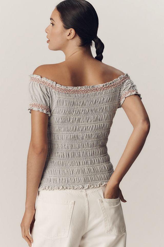 Maeve Off-The-Shoulder Smocked Top