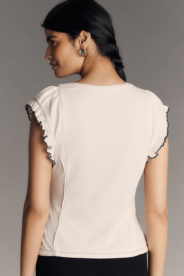 Maeve Short-Sleeve V-Neck Button-Front Top #2