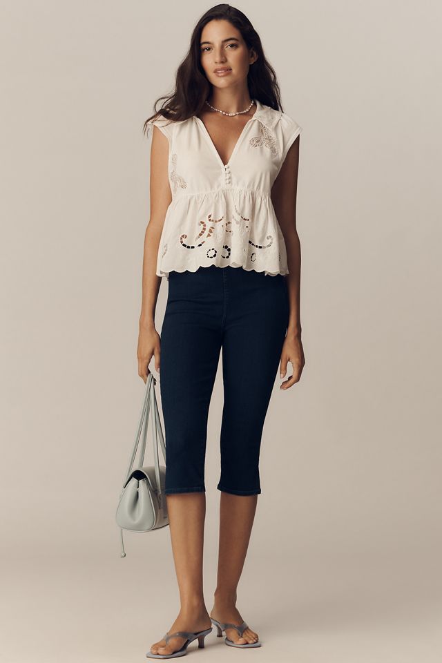 By Anthropologie Cutwork Babydoll Blouse #2