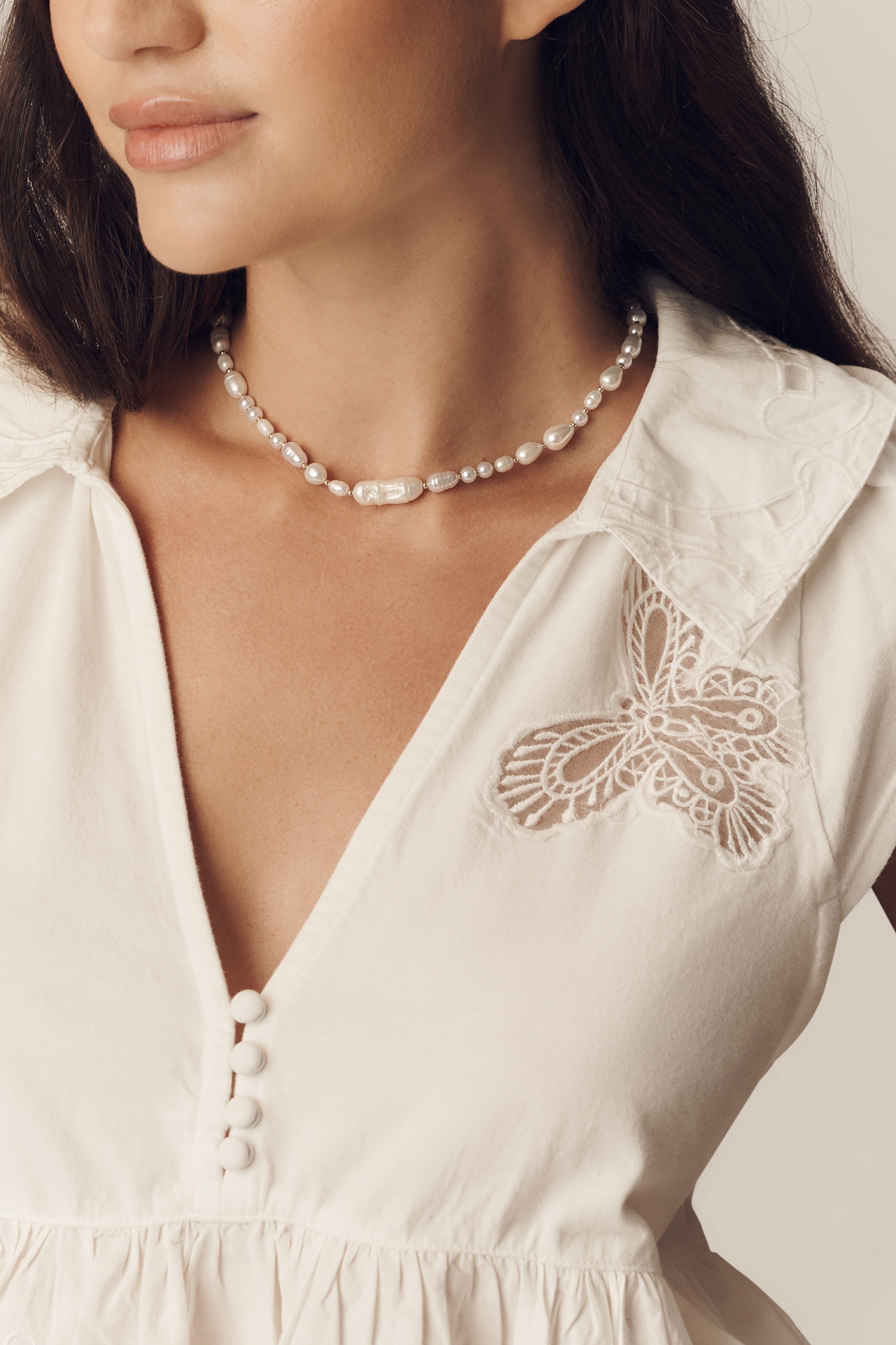 By Anthropologie Cutwork Babydoll Blouse