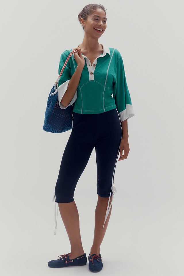 Pilcro Corset-Inspired 3/4 Sleeve Polo Shirt #2