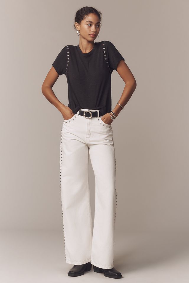 The Bennie Cotton Slub Crew-Neck Grommet Tee by Pilcro #2