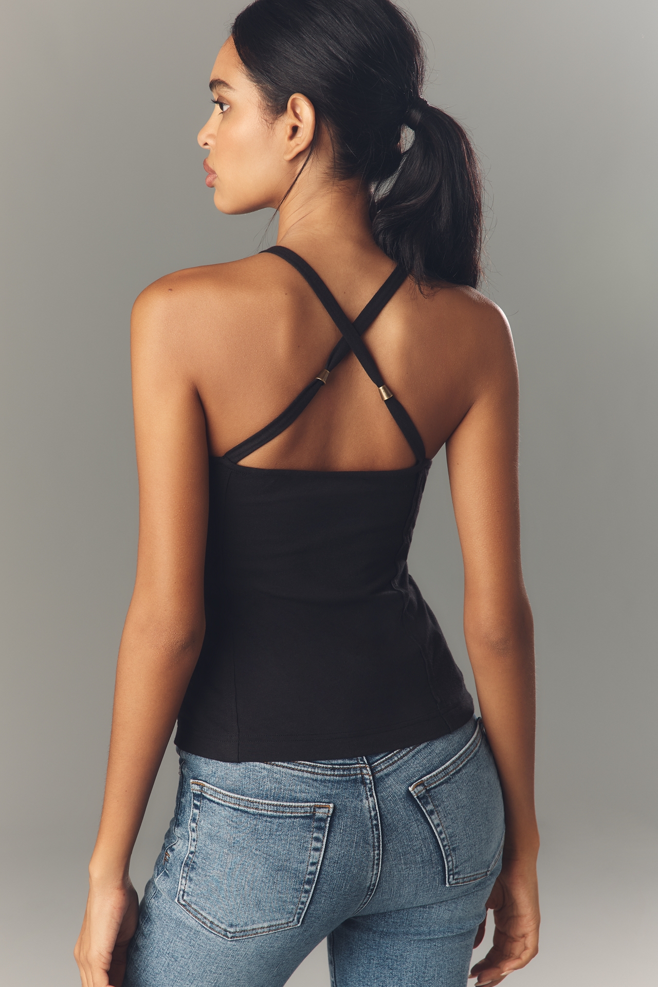 Pilcro Lace-Up Halter Tank Top