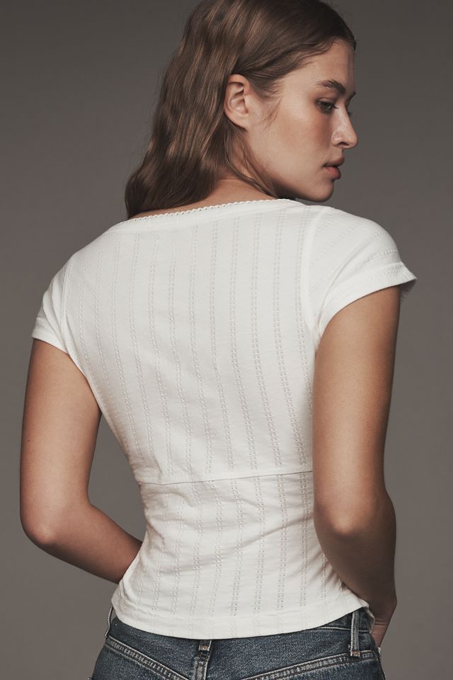 Pilcro Textured Cap-Sleeve Tee #1