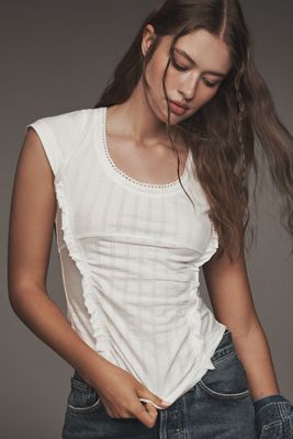 Pilcro Textured Cap-Sleeve Tee
