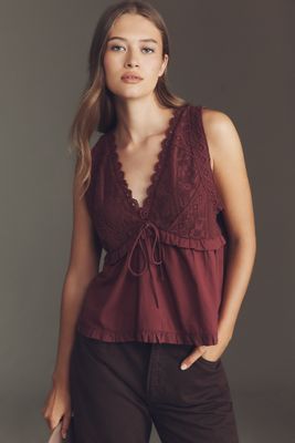 By Anthropologie Crochet Babydoll Tank Top