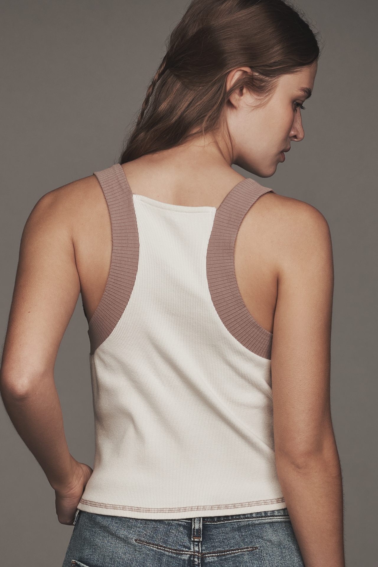 By Anthropologie Colorblock Snap-Front Tank Top