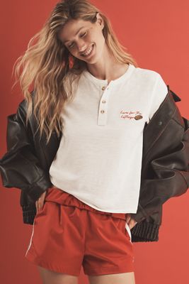 Pilcro Embroidered Icon Henley Tee