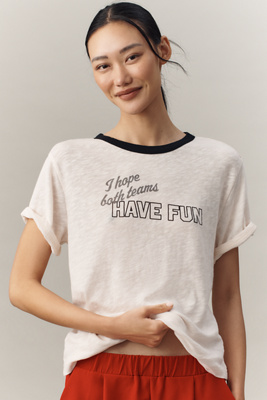 Maeve Graphic Ringer Tee In White