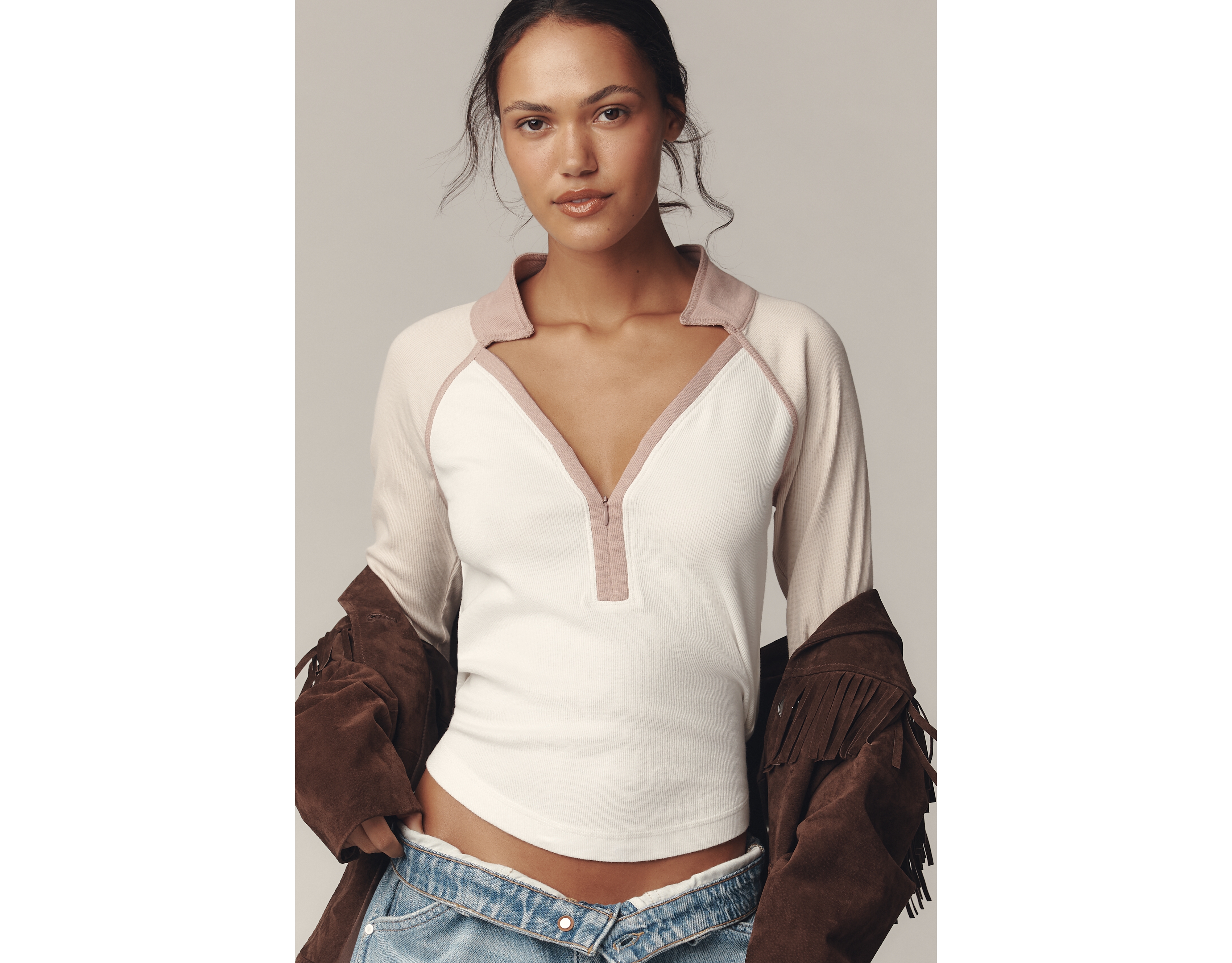 Pilcro Collared Half-Zip Pullover