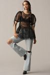 By Anthropologie Sheer Lace Peplum Blouse
