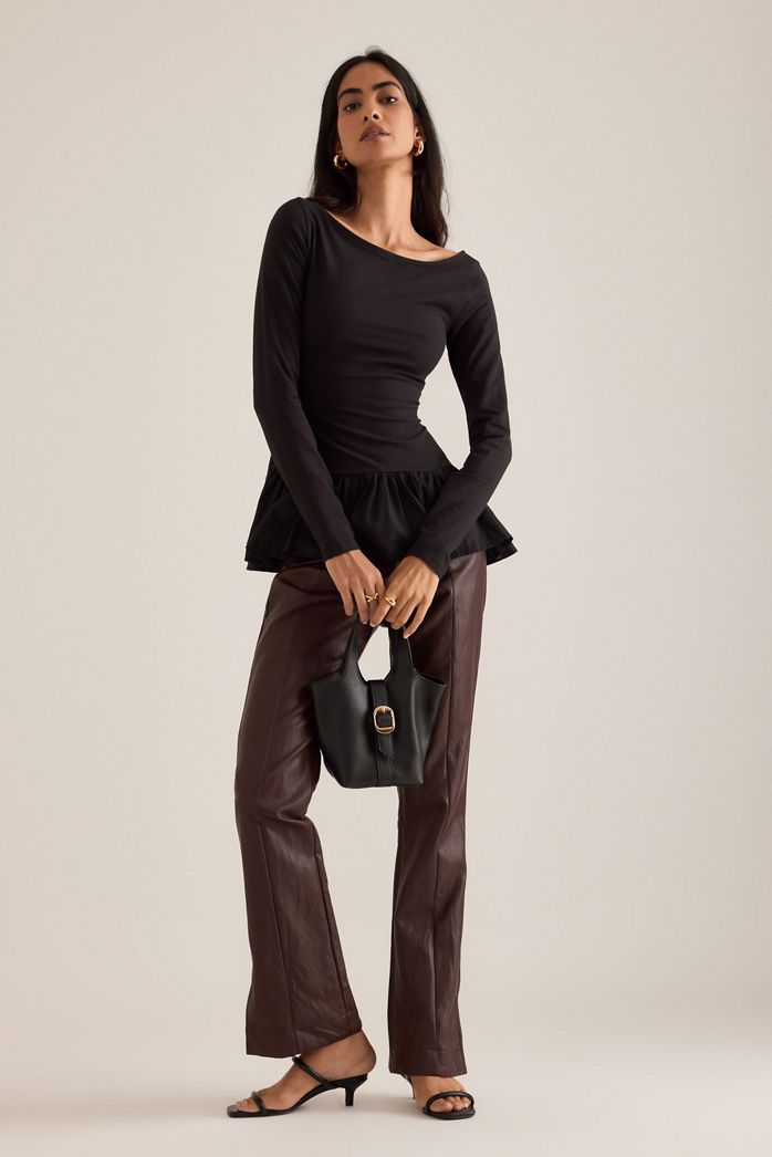 Maeve Long-Sleeve Peplum Top