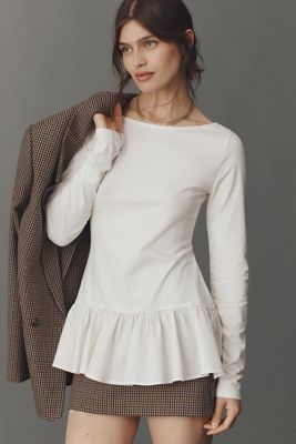 Maeve Long-Sleeve Peplum Top