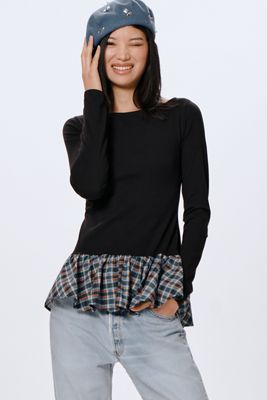 Maeve Long-Sleeve Peplum Top