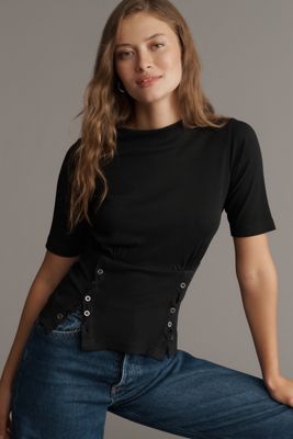 Pilcro Button-Bodice Waisted Top