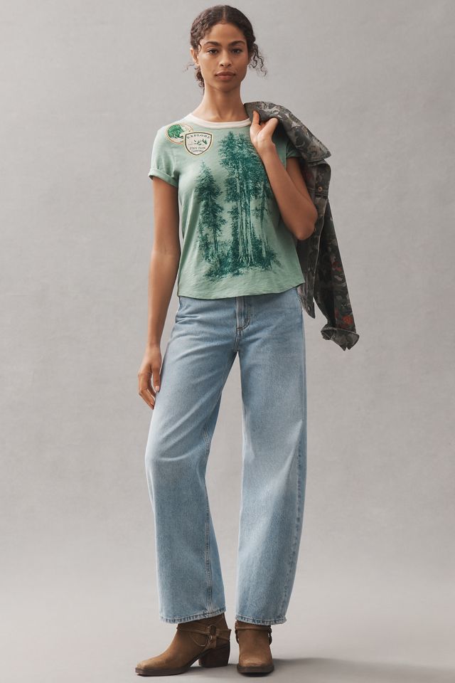 Pilcro Cotton Graphic Ringer Tee #1