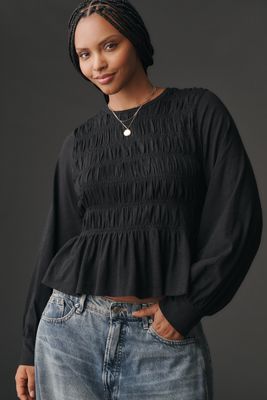 Pilcro Long-Sleeve Smocked Top