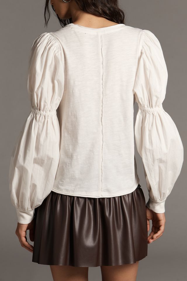 Pilcro Banded Puff-Sleeve Cotton Top #3