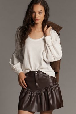 Pilcro Banded Puff-Sleeve Cotton Top