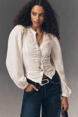 Pilcro Long-Sleeve Reworked Buttondown Top
