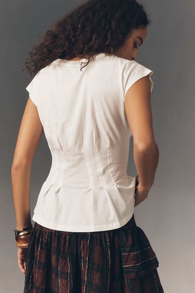 By Anthropologie Graphic Darted Peplum Tee #3