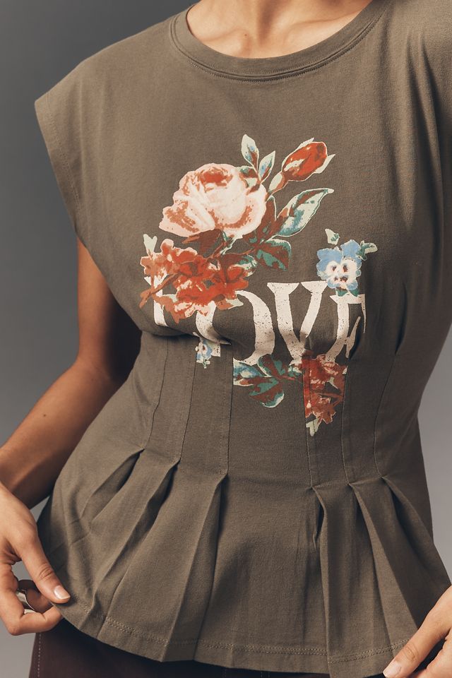 By Anthropologie Graphic Darted Peplum Tee | Anthropologie