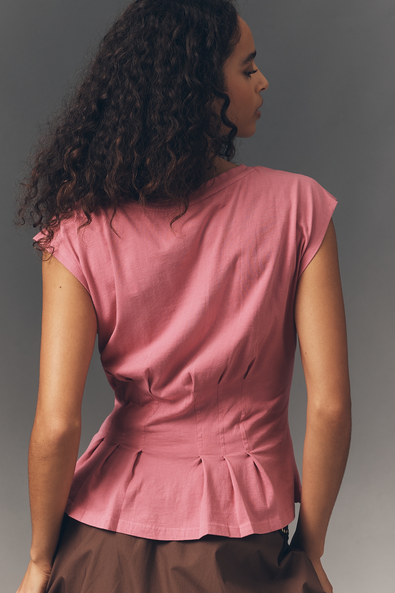 By Anthropologie Graphic Darted Peplum Tee