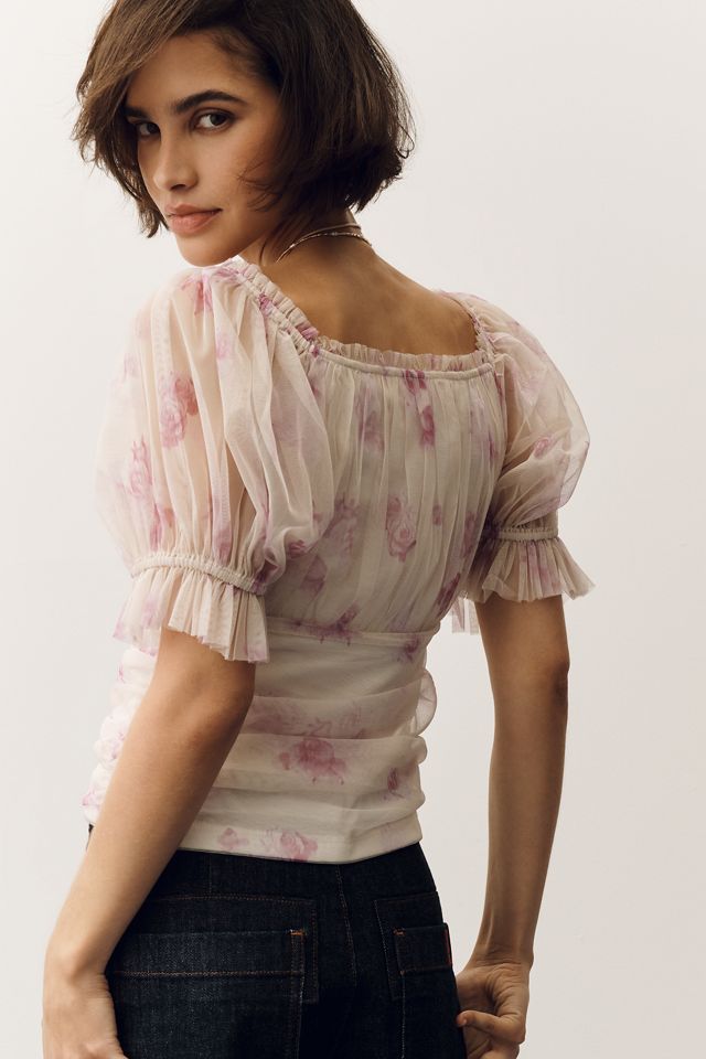 By Anthropologie Fitted Tulle Blouse #1