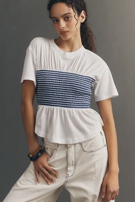 Maeve Cotton Smocked Tee