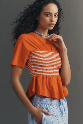Maeve Smocked Detail T-Shirt