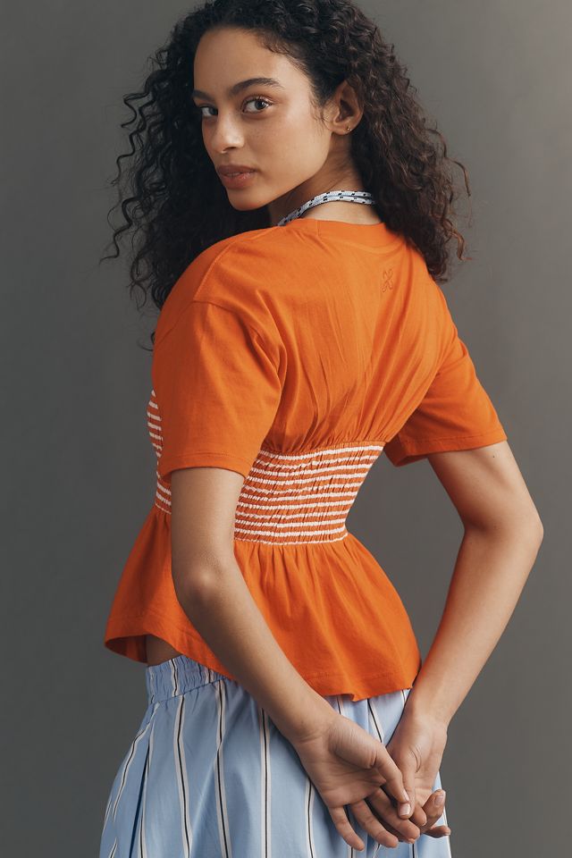 Maeve Cotton Smocked Tee #1