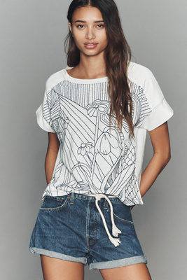 By Anthropologie 100% Cotton Stitched Tee
