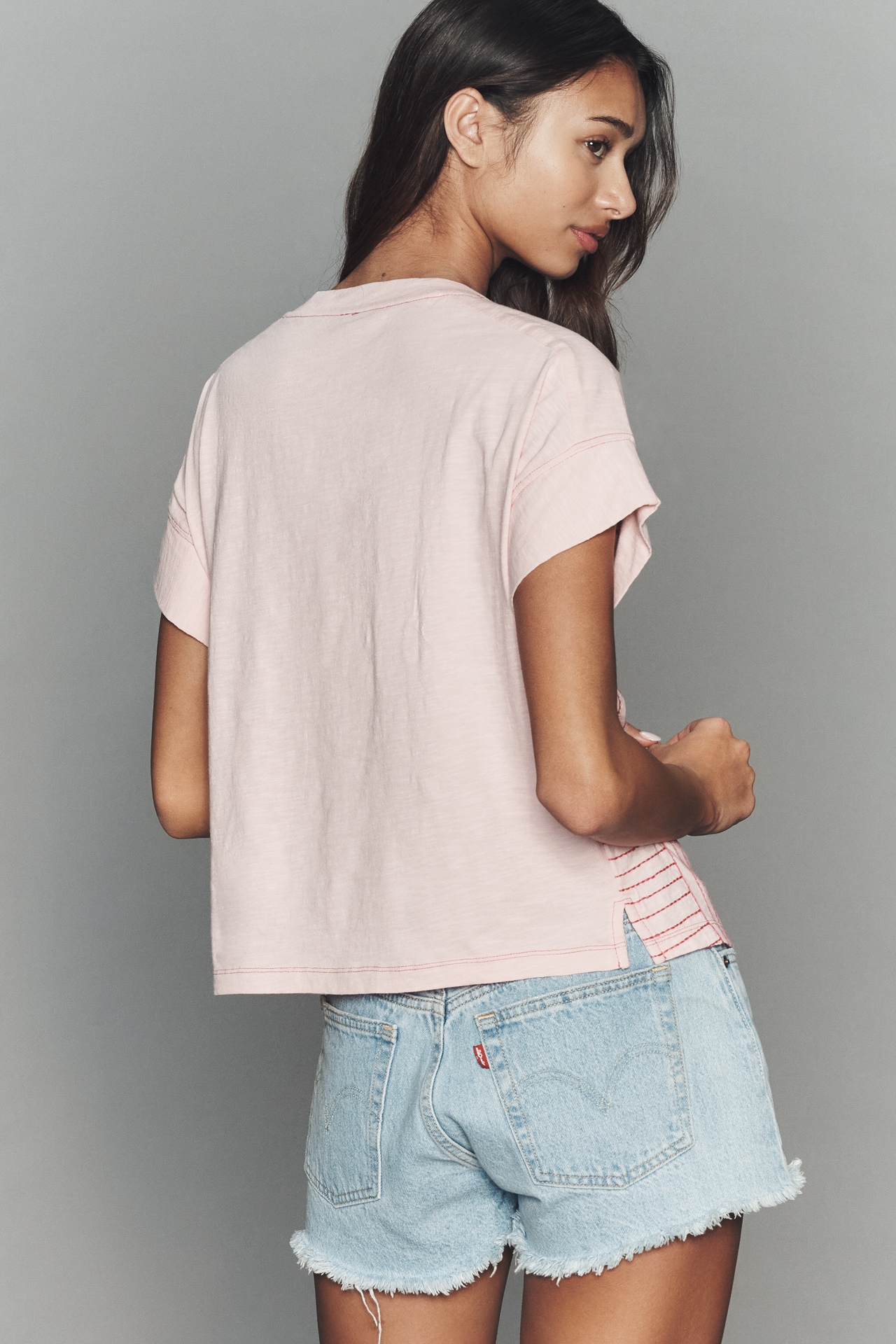 By Anthropologie 100% Cotton Stitched Tee
