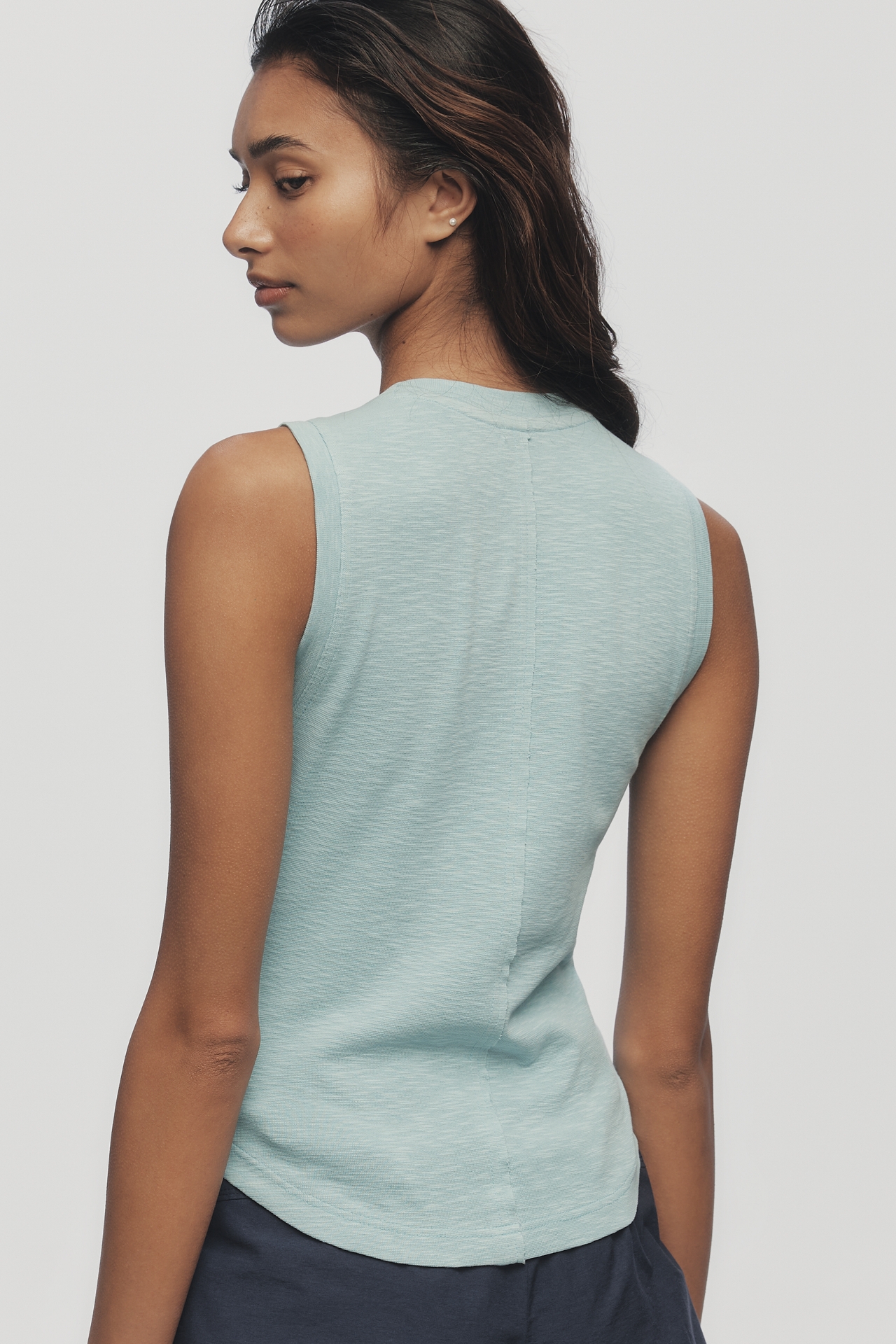 Pilcro Cotton Blend Split Graphic Tank Top