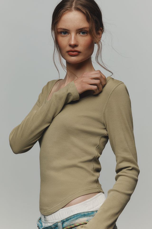 Pilcro Notched Long-Sleeve Tee #3