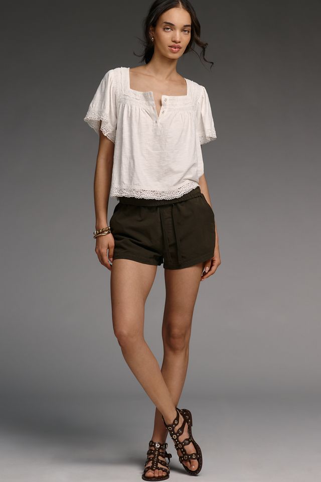 By Anthropologie Lace-Trimmed Short-Sleeve Henley #2