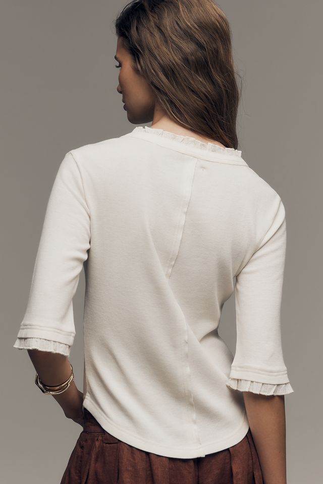 Pilcro Ruffled V-Neck Half-Sleeve Tee #1