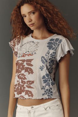 By Anthropologie Embroidered Baby Tee
