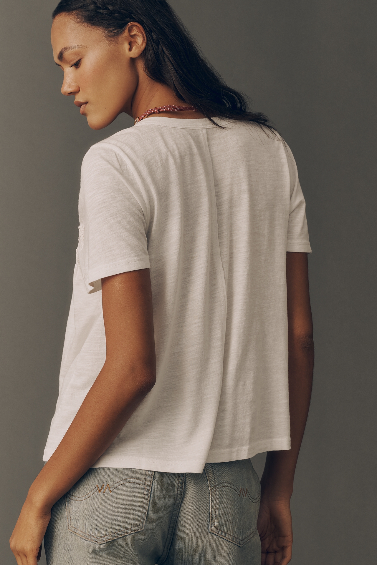 Pilcro Short-Sleeve Smocked Tee