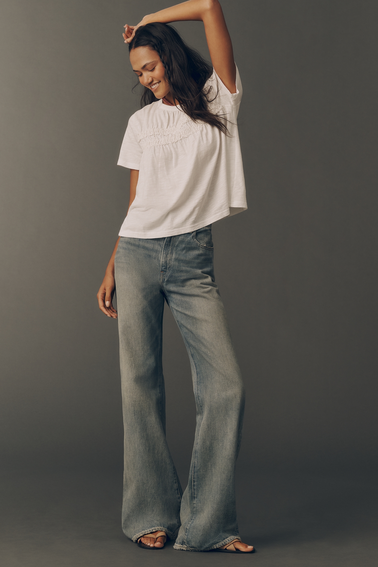 Pilcro Short-Sleeve Smocked Tee