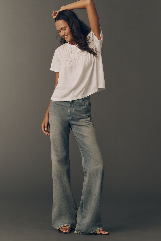 Pilcro Short-Sleeve Smocked Tee | Anthropologie