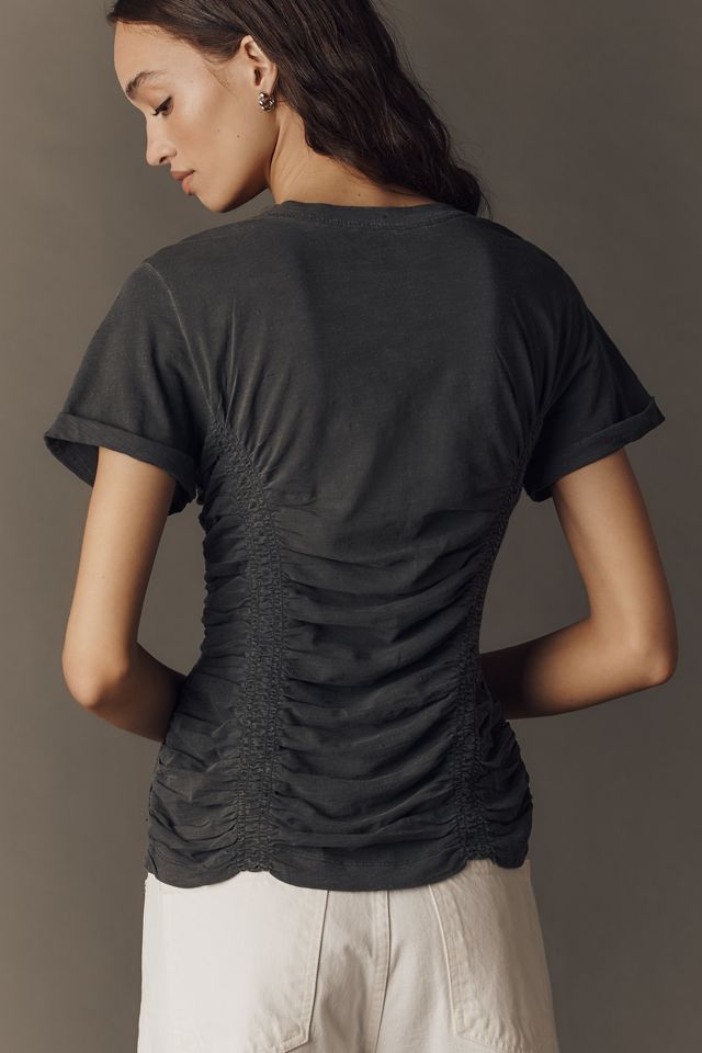 Pilcro Bennie Cotton Ruched Crew Neck Tee #1