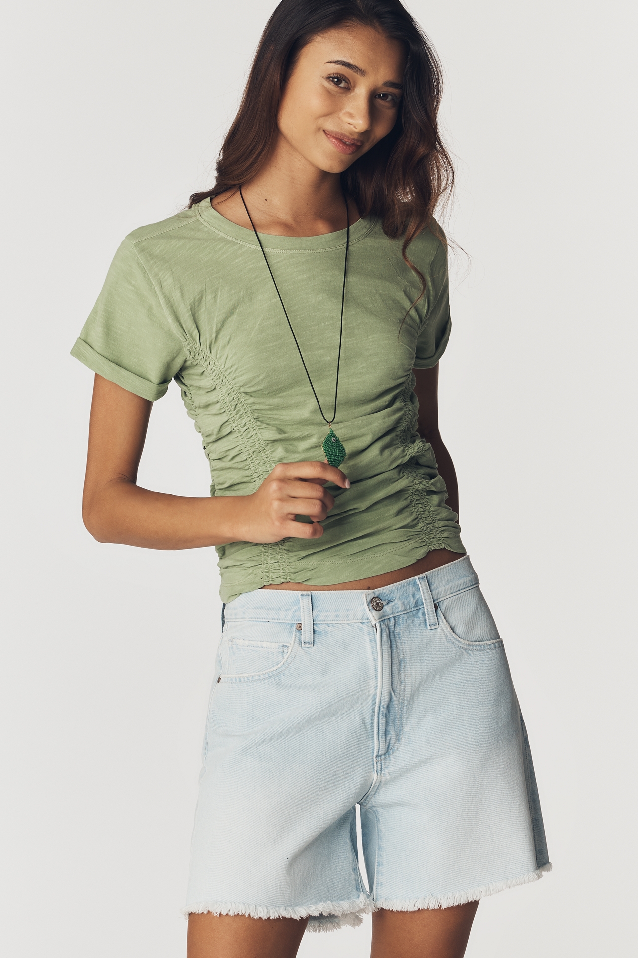Pilcro Cinched Crew-Neck Tee