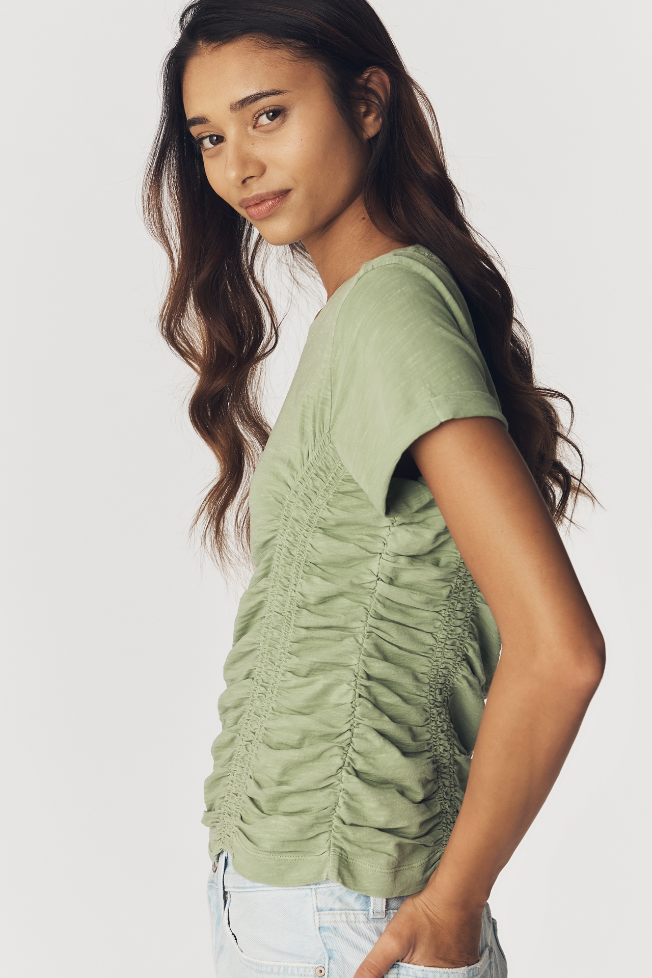 Pilcro Cinched Crew-Neck Tee