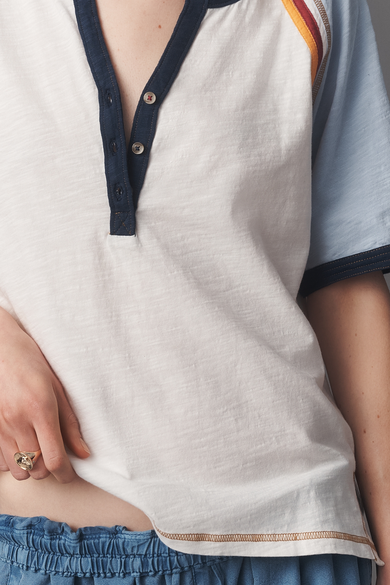 Pilcro 100% Cotton Henley Tee