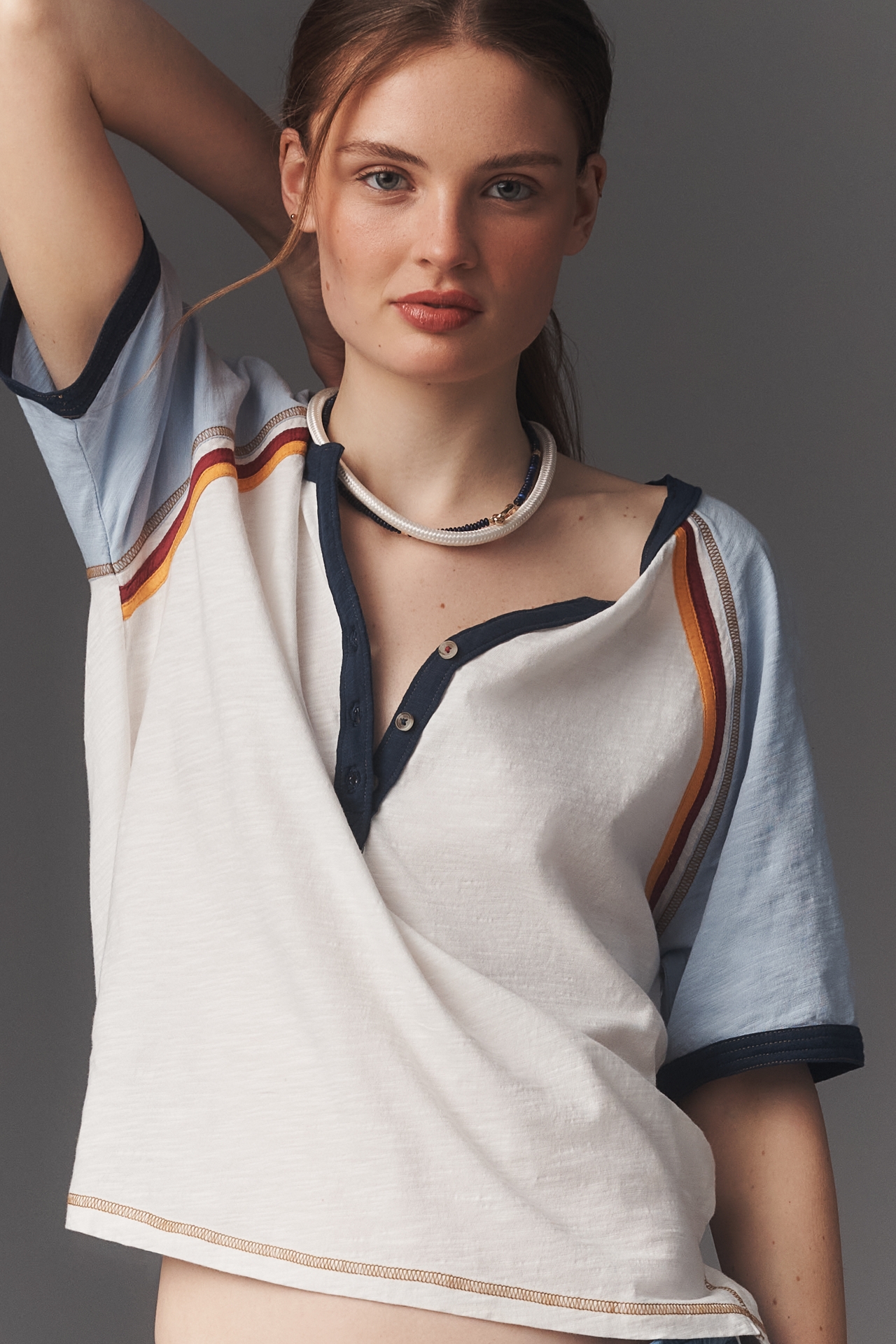 Pilcro 100% Cotton Henley Tee