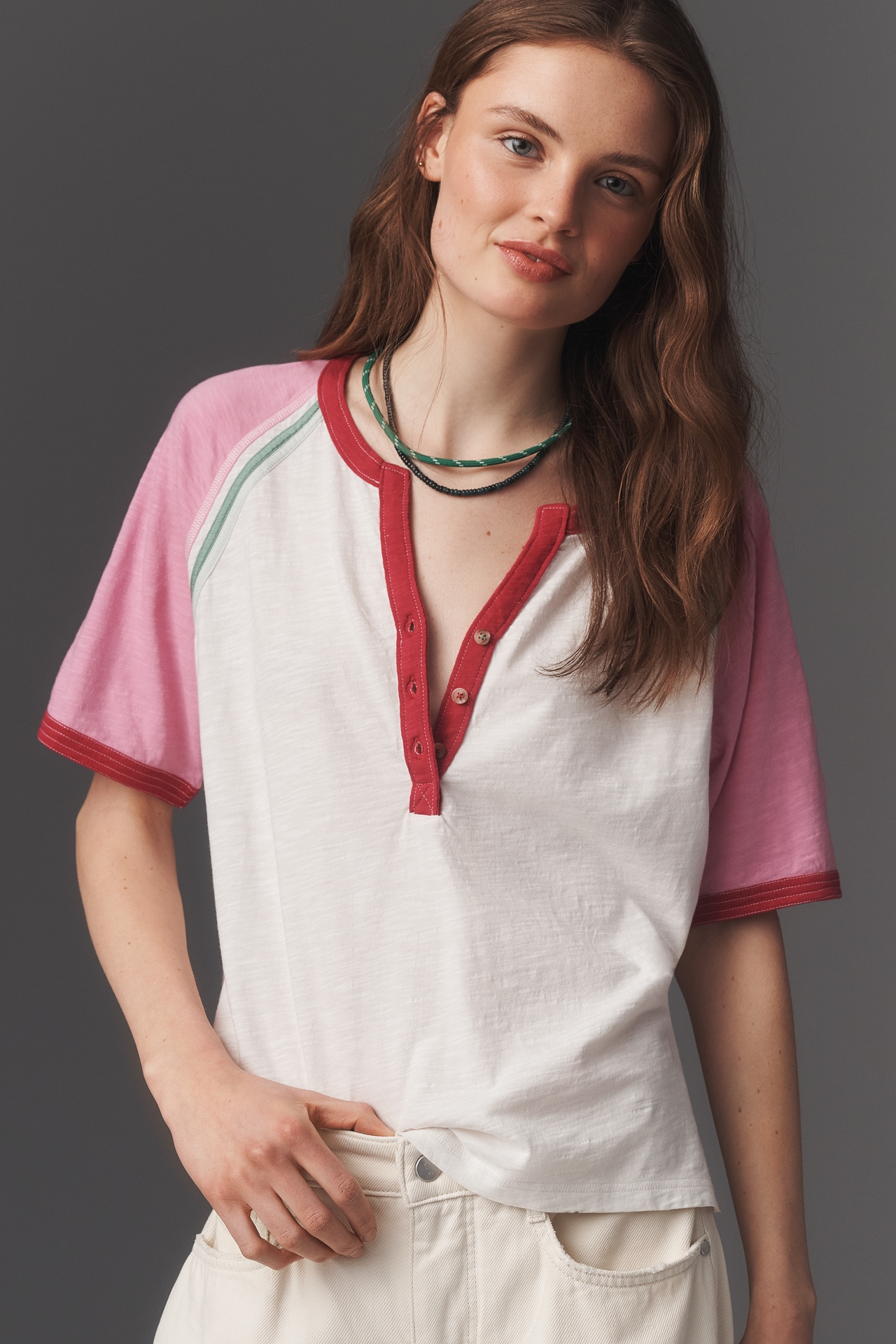 Pilcro 100% Cotton Henley Tee