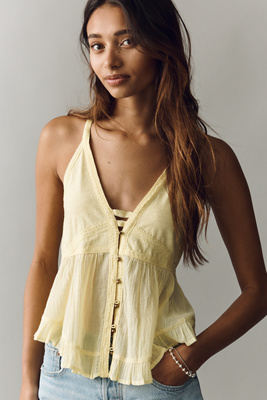 By Anthropologie Cotton Racerback Swing Tank