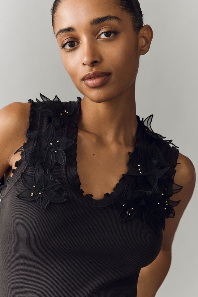 By Anthropologie Applique Floral Tank Top | Anthropologie