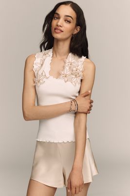By Anthropologie Applique Floral Tank